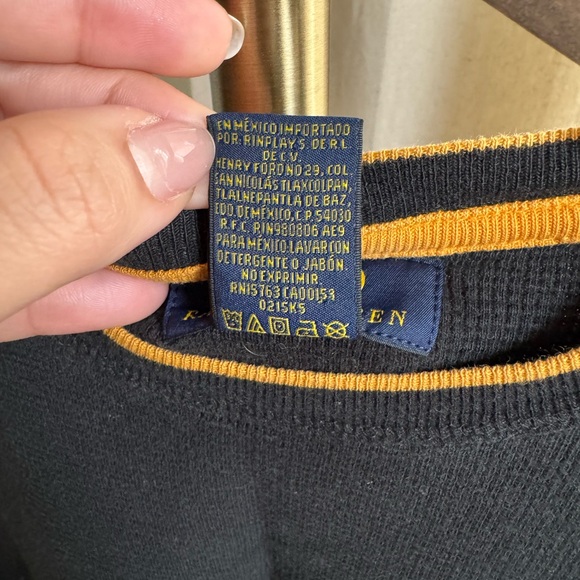 Polo by Ralph Lauren Black Shirt with Yellow Trim | Large - Picture 3 of 4